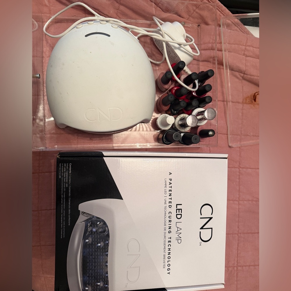 CND LED Lamp with Nail Polish Set used professionally in a suite
